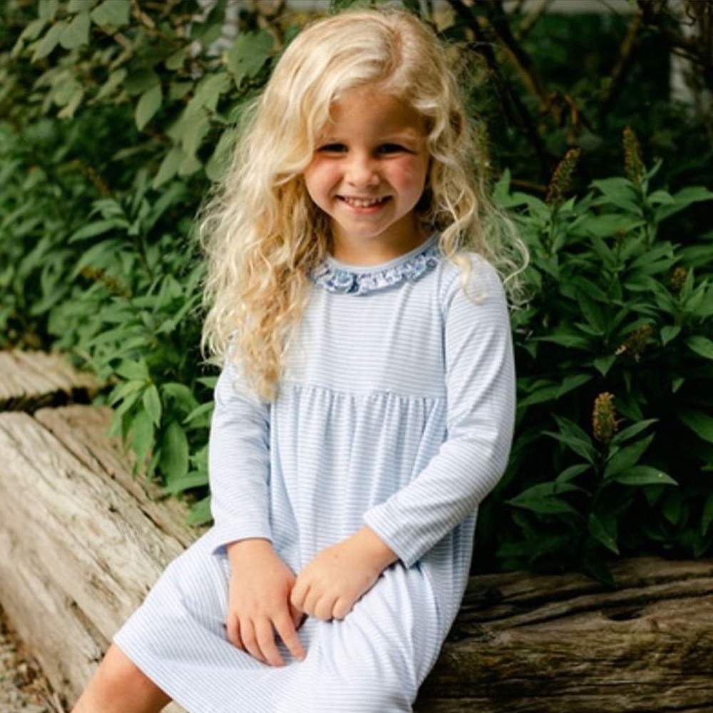 Peggy Green Cici Dress Long Sleeve Blue Stripe